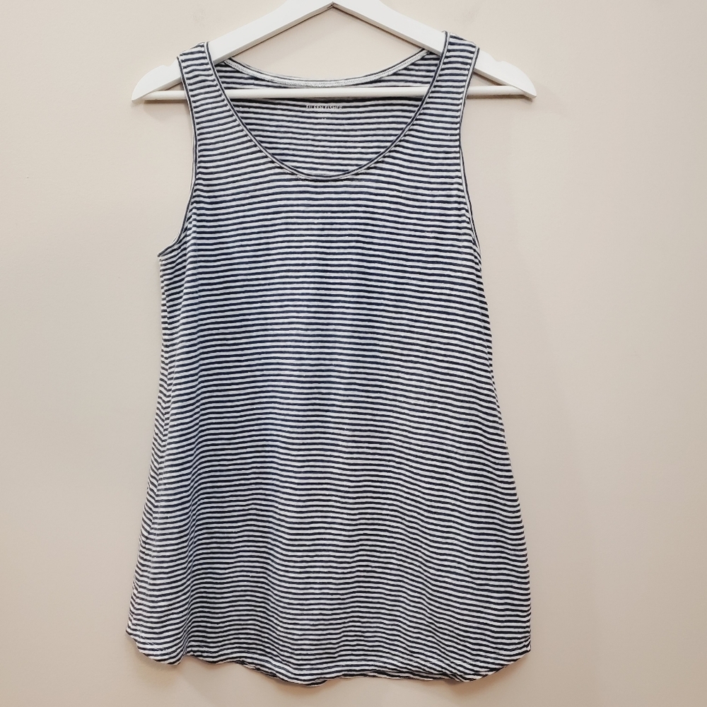 Eileen Fisher - 100% Linen Blue and White Striped Tank Top - Size S